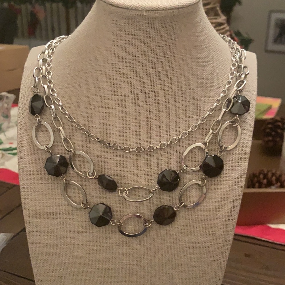 Elegant Silver and Black Necklace